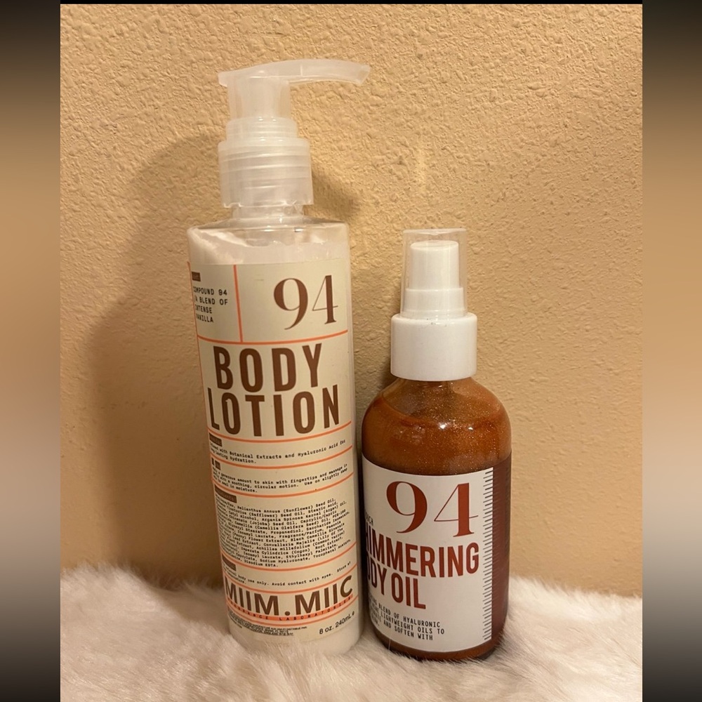 Miim.Miic # 94 Intense Vanilla Body Lotion,  Dry-Touch Shimmering Body Oil